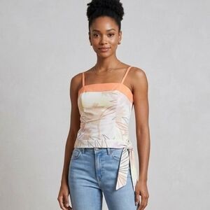 Elegant Women's Top with Orange and Cream Design 100% Cotton